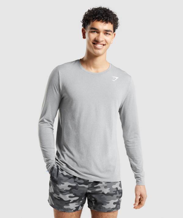 Panske Mikiny Gymshark Arrival Seamless Long Sleeve Siva | FD3519670